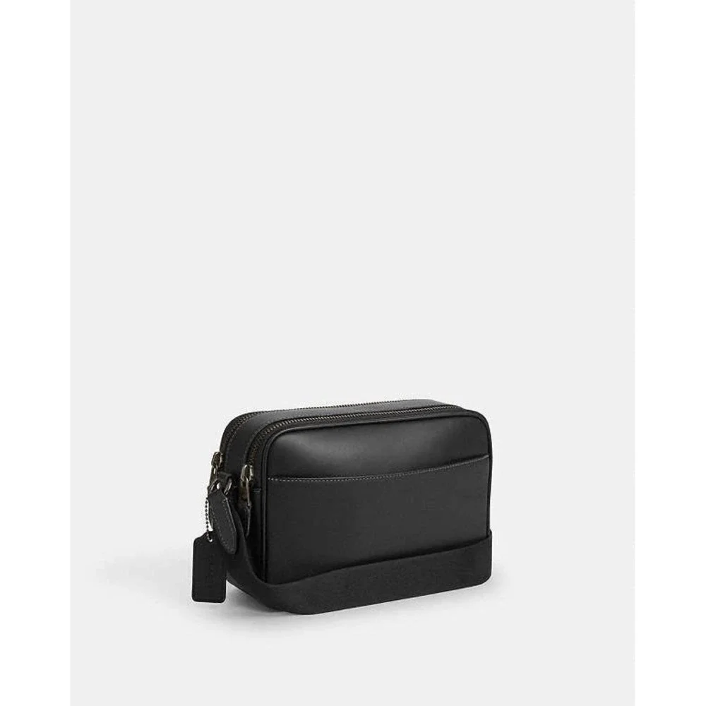 NEW Coach Graham Smooth Calf Leather Crossbody Bag Black Double Zip Camera Tote